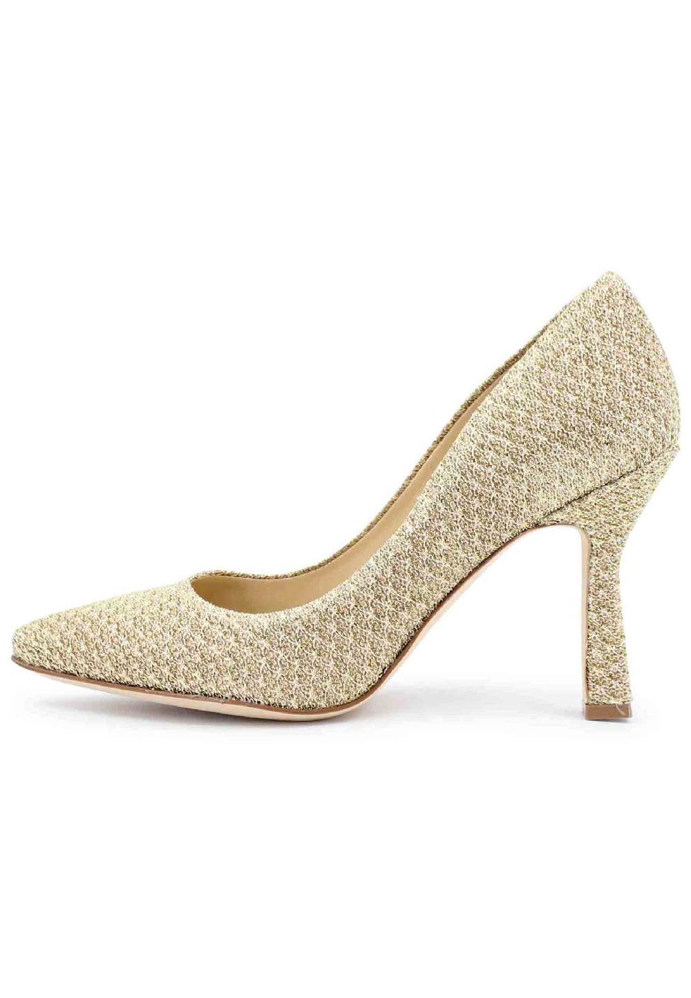 L'ARIANNA Decollete DE1002/RT in tessuto tolosa oro con tacco alto Saldi Di Fabbrica