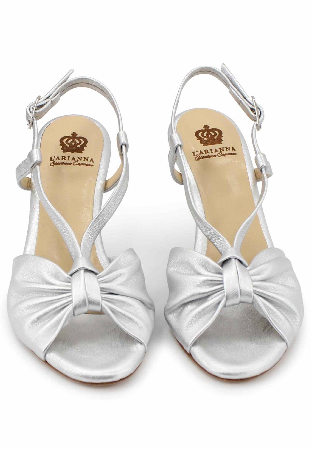 L'ARIANNA Sandali slingback donna in pelle argento con suola in cuoio I Più Venduti