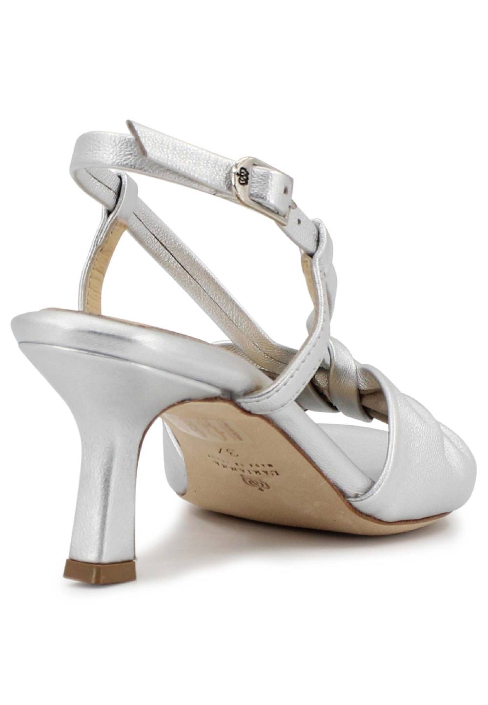 L'ARIANNA Sandali slingback donna in pelle argento con suola in cuoio I Più Venduti