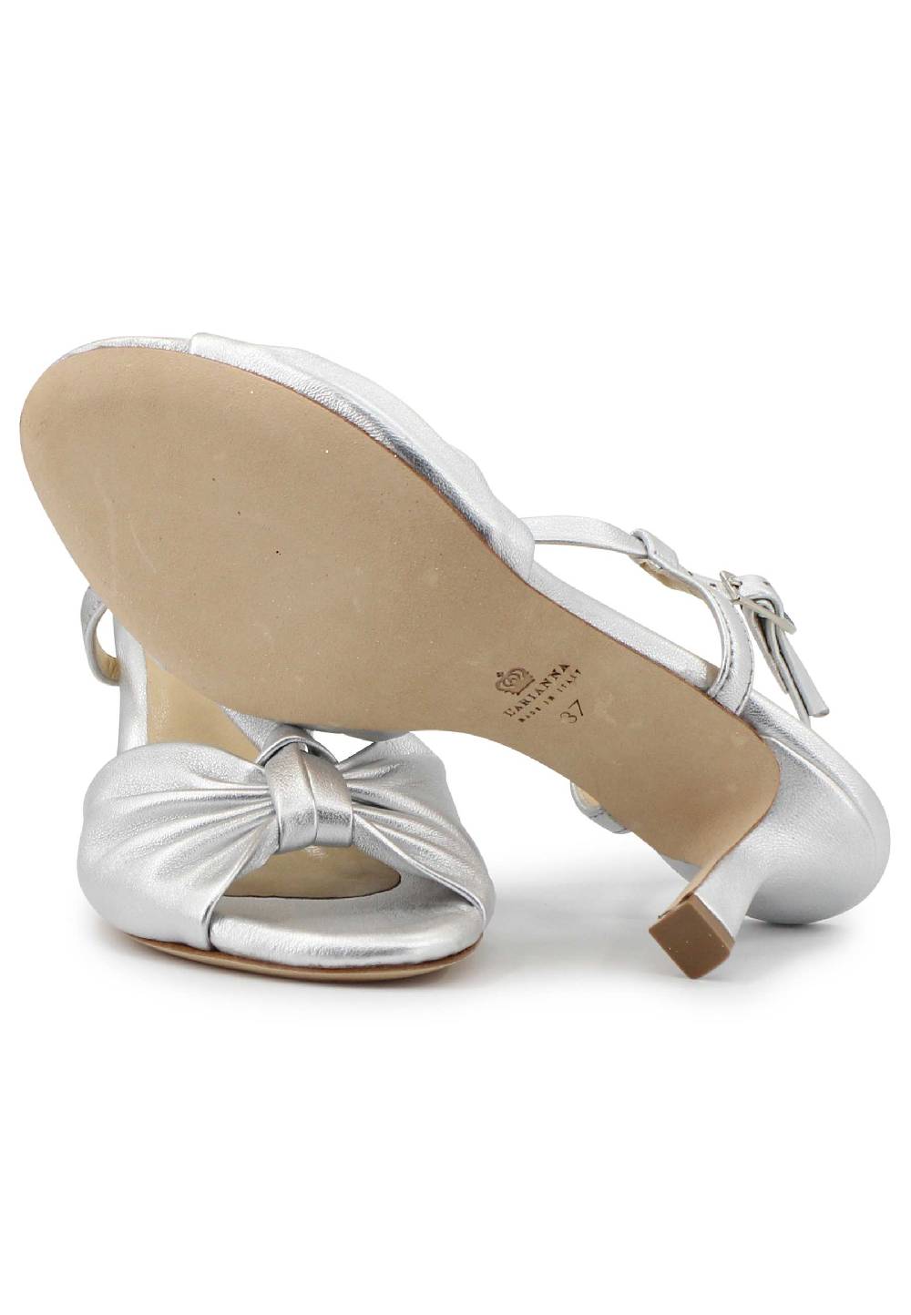 L'ARIANNA Sandali slingback donna in pelle argento con suola in cuoio I Più Venduti