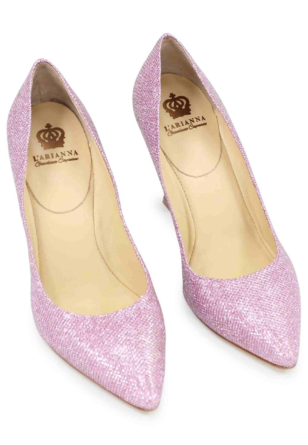 L'ARIANNA Decollete DE1002/RT donna in tessuto lux rosa con tacco alto Vendite Flash