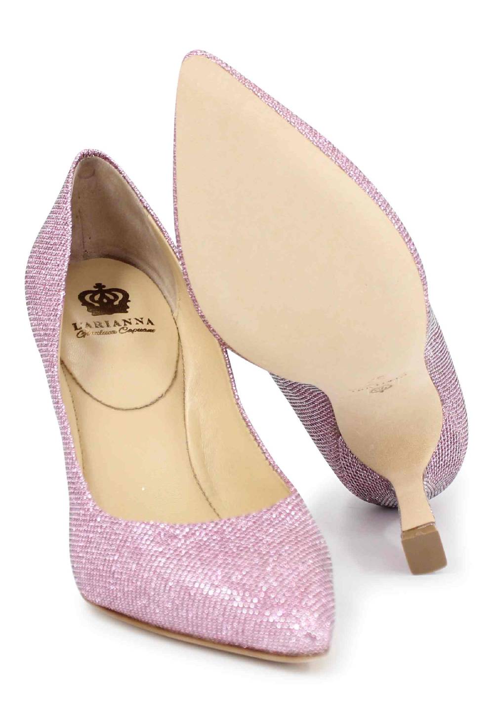 L'ARIANNA Decollete DE1002/RT donna in tessuto lux rosa con tacco alto Vendite Flash