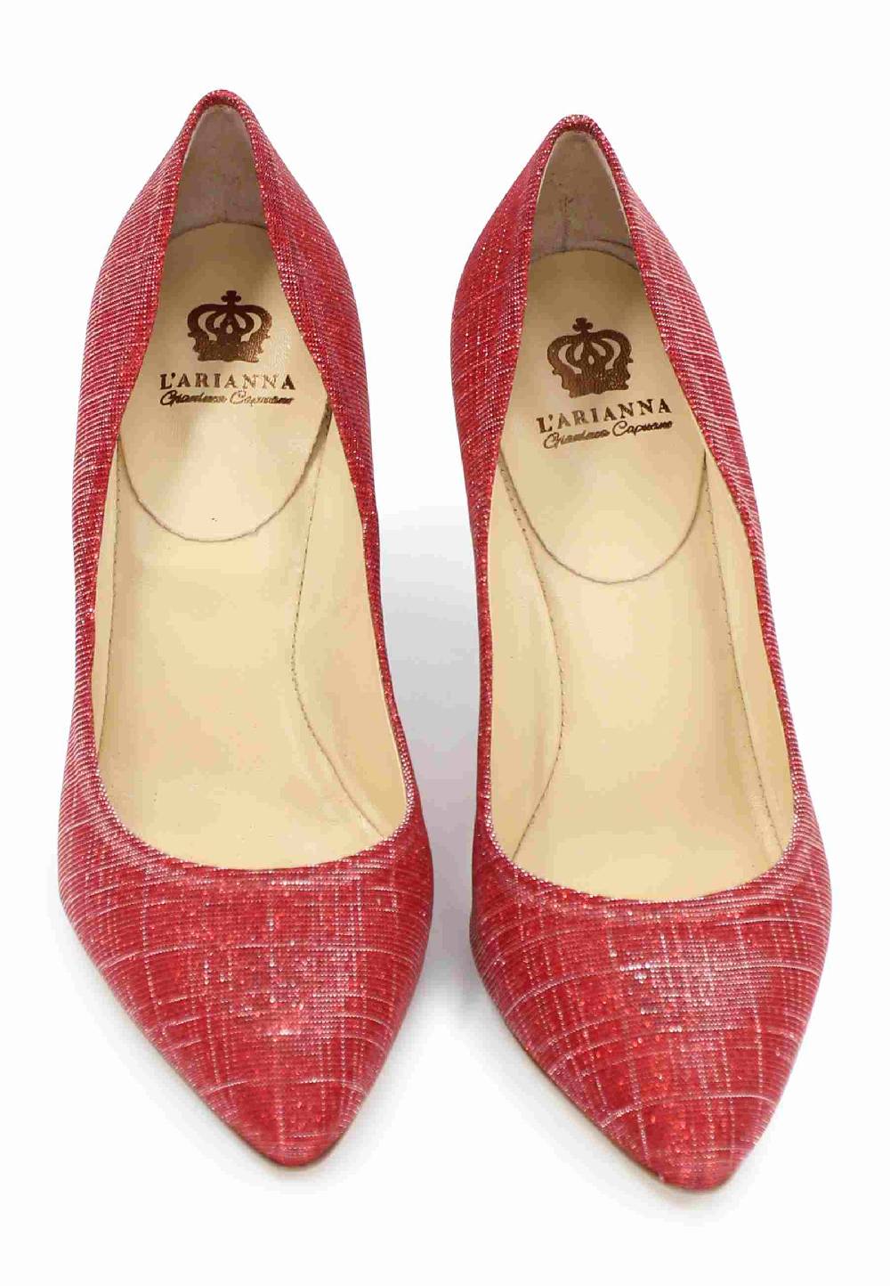 L'ARIANNA Decollete DE1002/RT donna in tessuto lux rosso con tacco alto In Saldo