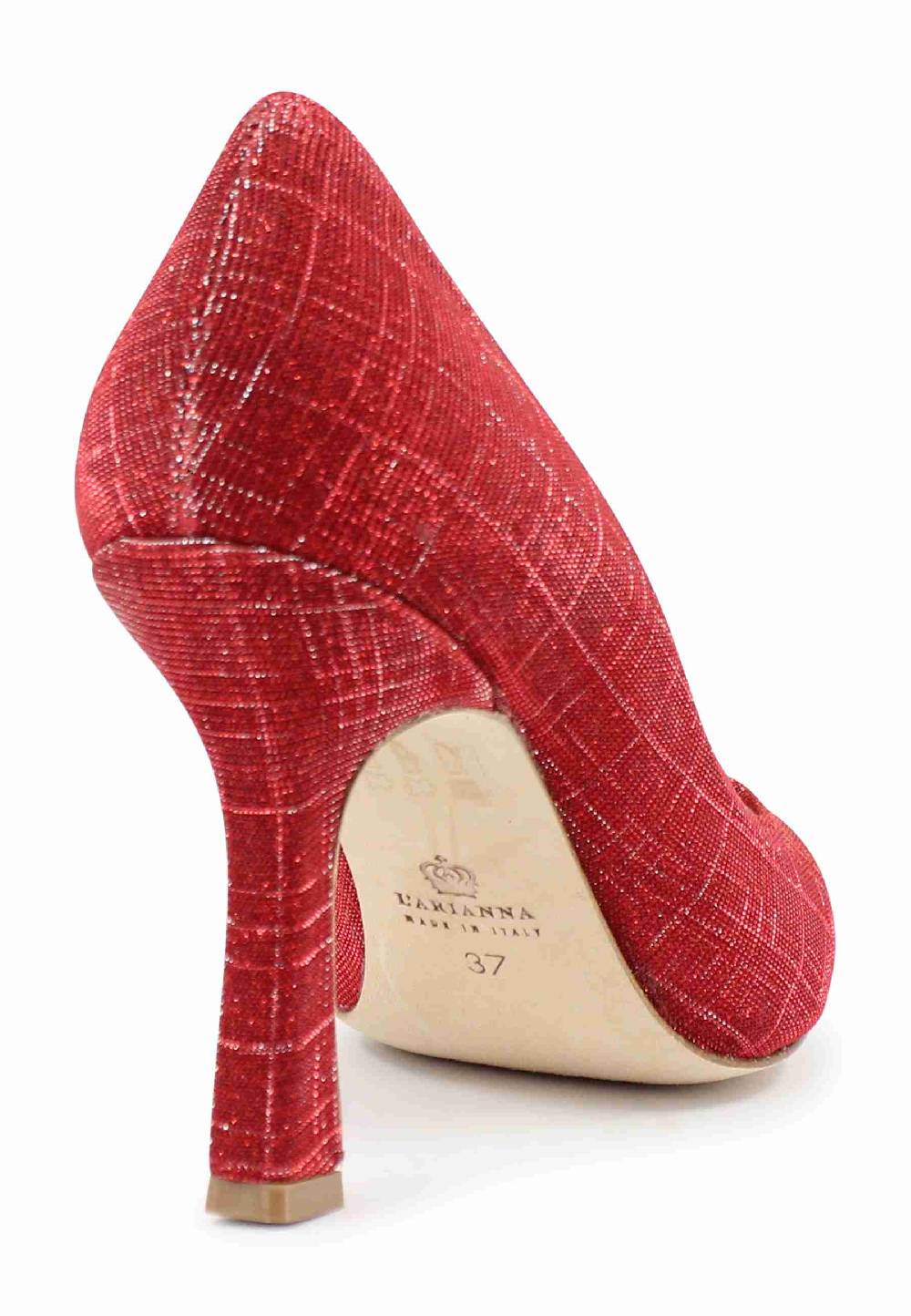 L'ARIANNA Decollete DE1002/RT donna in tessuto lux rosso con tacco alto In Saldo