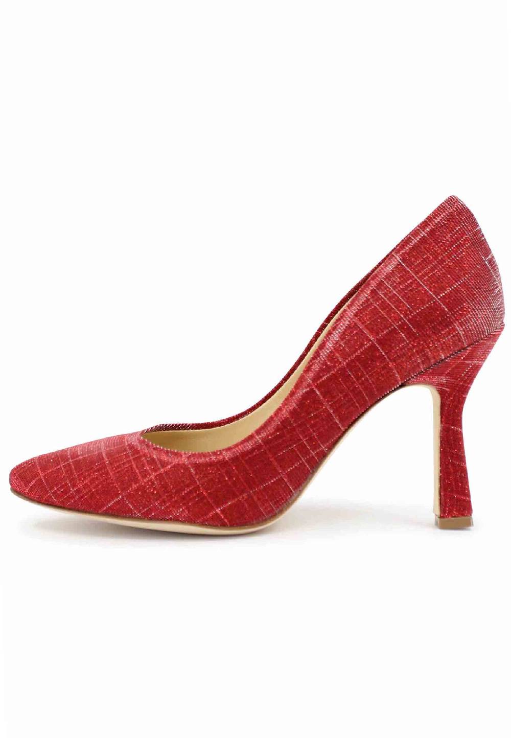 L'ARIANNA Decollete DE1002/RT donna in tessuto lux rosso con tacco alto In Saldo