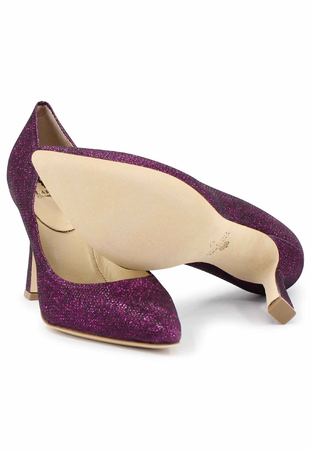 L'ARIANNA Decollete DE1002/RT donna in tessuto lux viola con tacco alto Italy