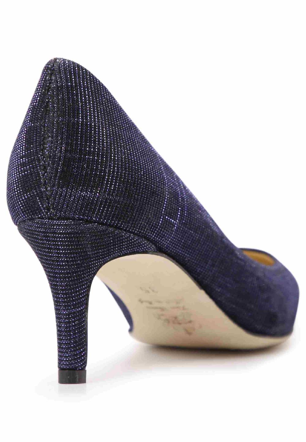 L'ARIANNA Decollete donna in tessuto lux blu con tacco sottile 2025