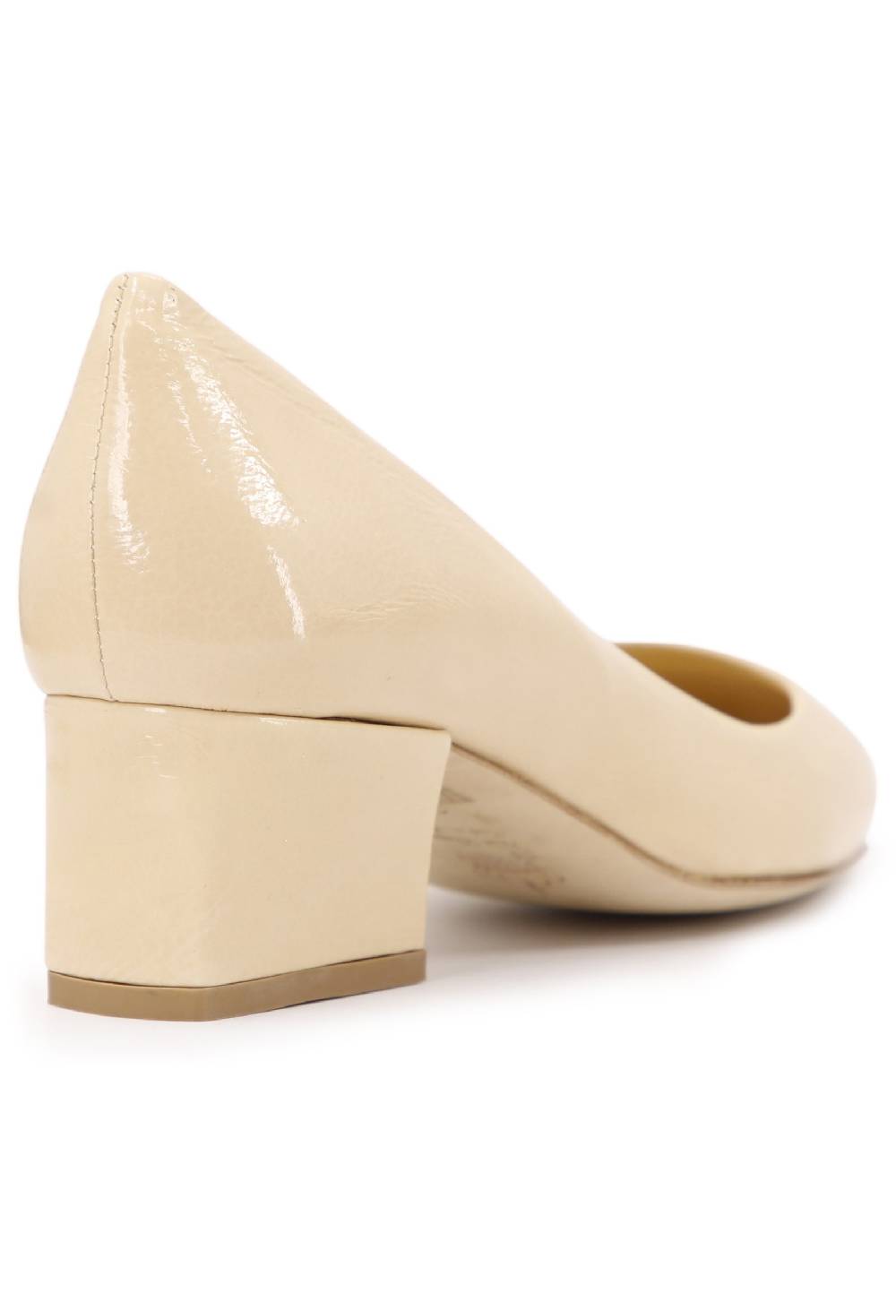 L'ARIANNA Decollete donna in vernice beige con tacco basso e punta tonda In Linea