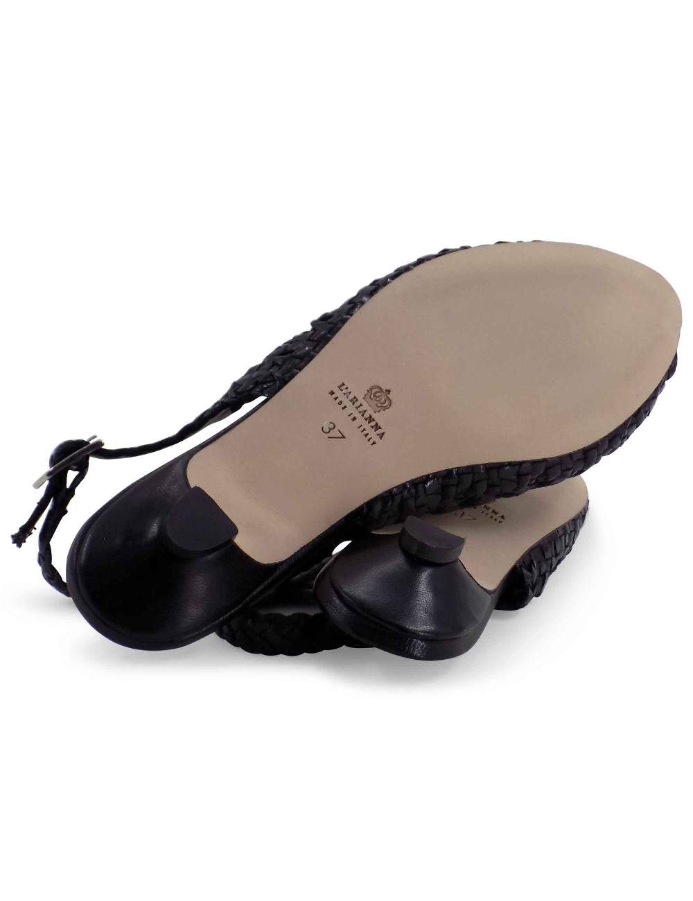 L'ARIANNA BALLERINA SP1770/RT IN PELLE INTRECCIATA NERA Nuovo