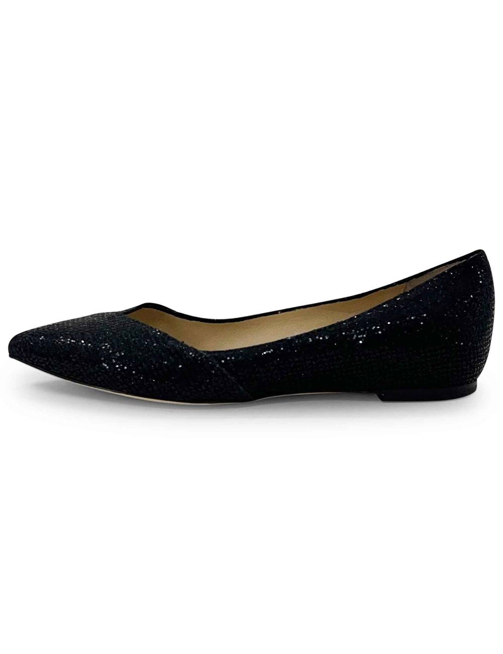 L'ARIANNA Ballerine bl1466 da donna in tessuto glitter moon nero con tacco basso l'arianna Vendita