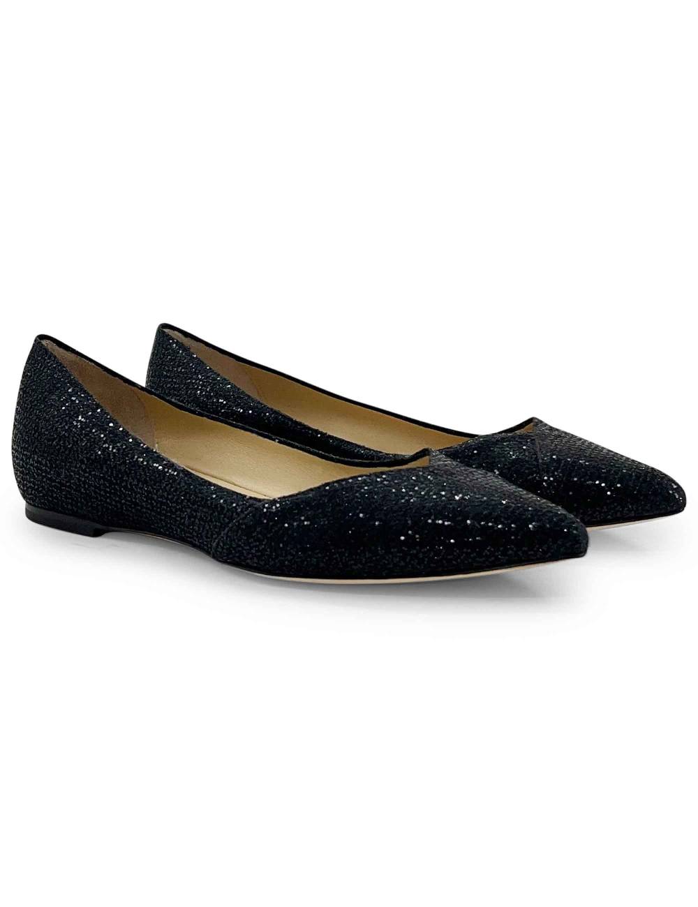 L'ARIANNA Ballerine bl1466 da donna in tessuto glitter moon nero con tacco basso l'arianna Vendita