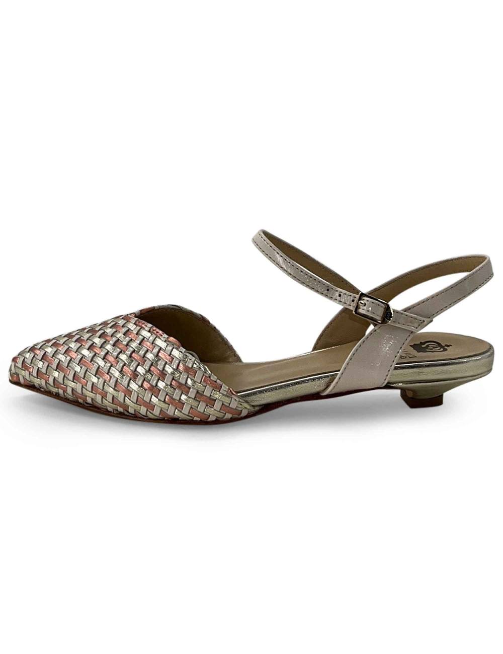L'ARIANNA Ballerine BL1488/rt da donna in pelle lux vaniglia e platino con cinturino alla caviglia Promozione