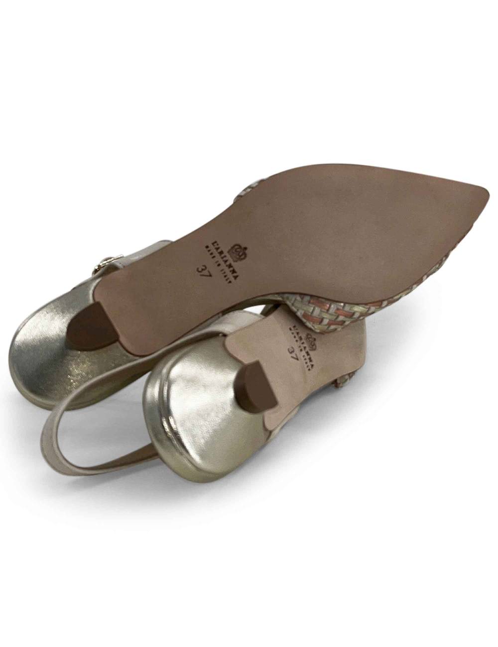 L'ARIANNA Ballerine BL1488/rt da donna in pelle lux vaniglia e platino con cinturino alla caviglia Promozione