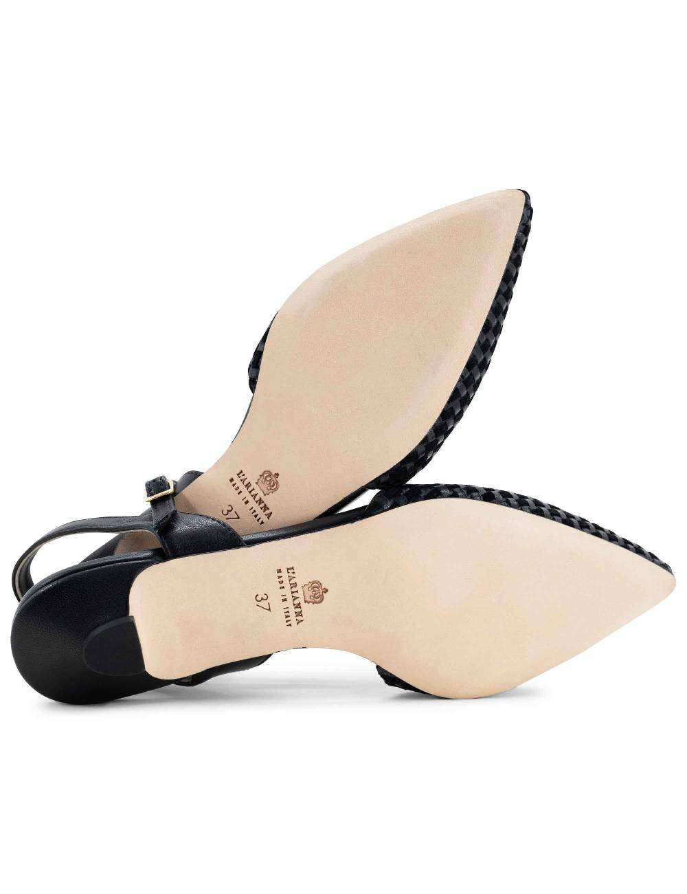 L'ARIANNA Ballerine BL1488/rt da donna in camoscio e pelle nera con cinturino alla caviglia L'Arianna Soddisfazione Garantita