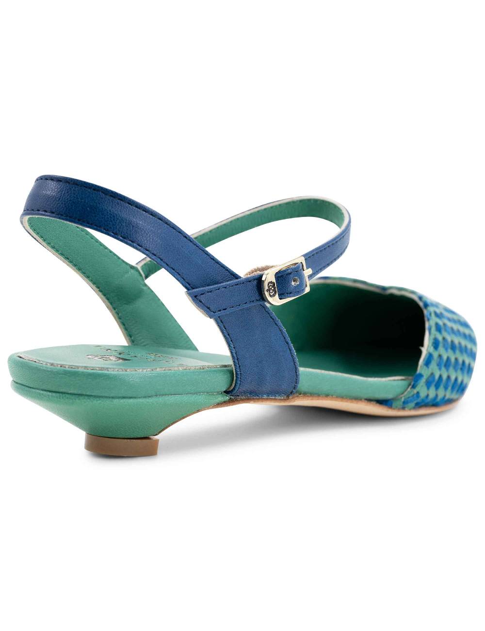 L'ARIANNA Ballerine BL1488/rt da donna in pelle verde e camoscio oceano con cinturino alla caviglia L'Arianna Qualità Garantita