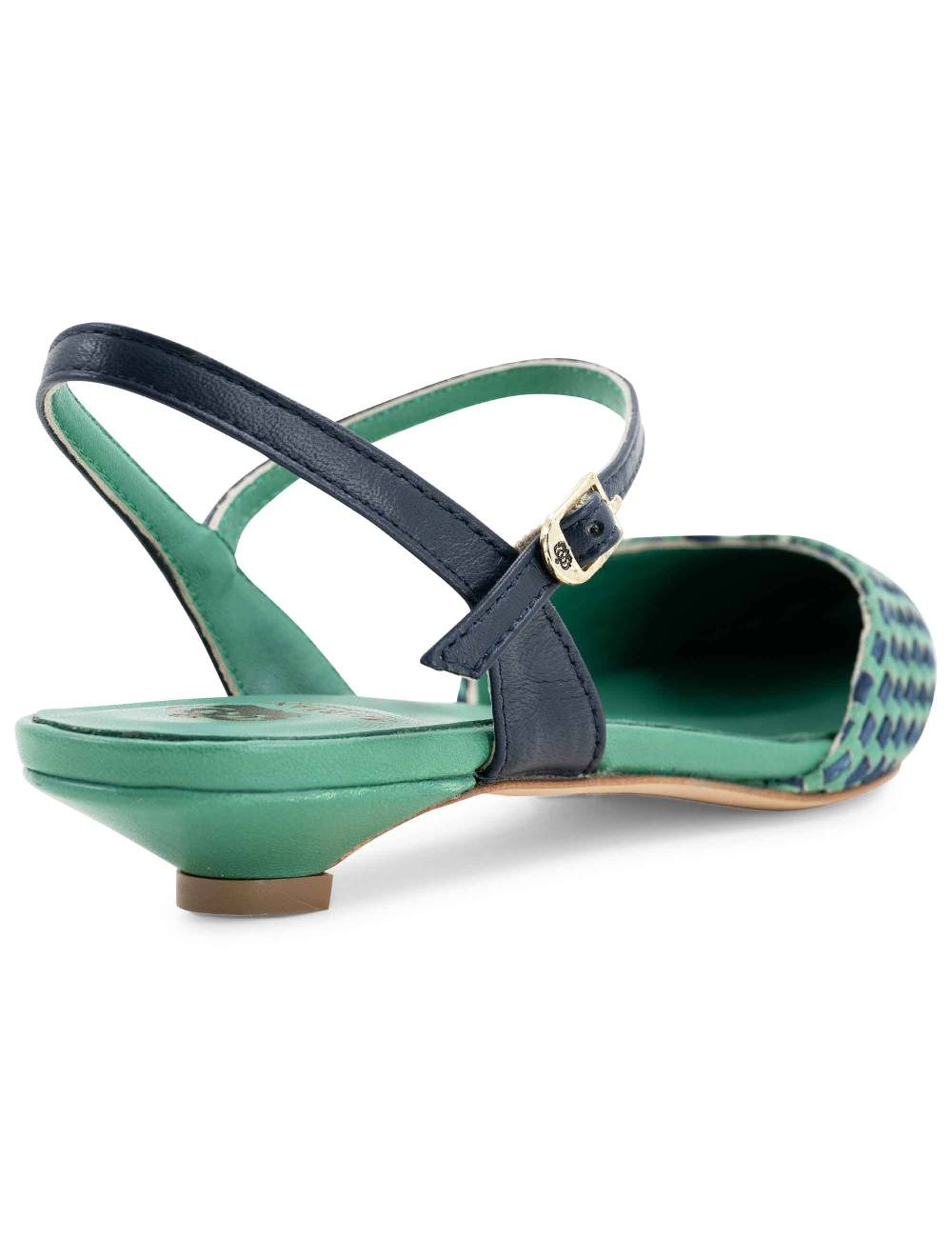 L'ARIANNA Ballerine BL1488/rt da donna in pelle verde e camoscio abisso con cinturino alla caviglia L'Arianna Consegna Veloce