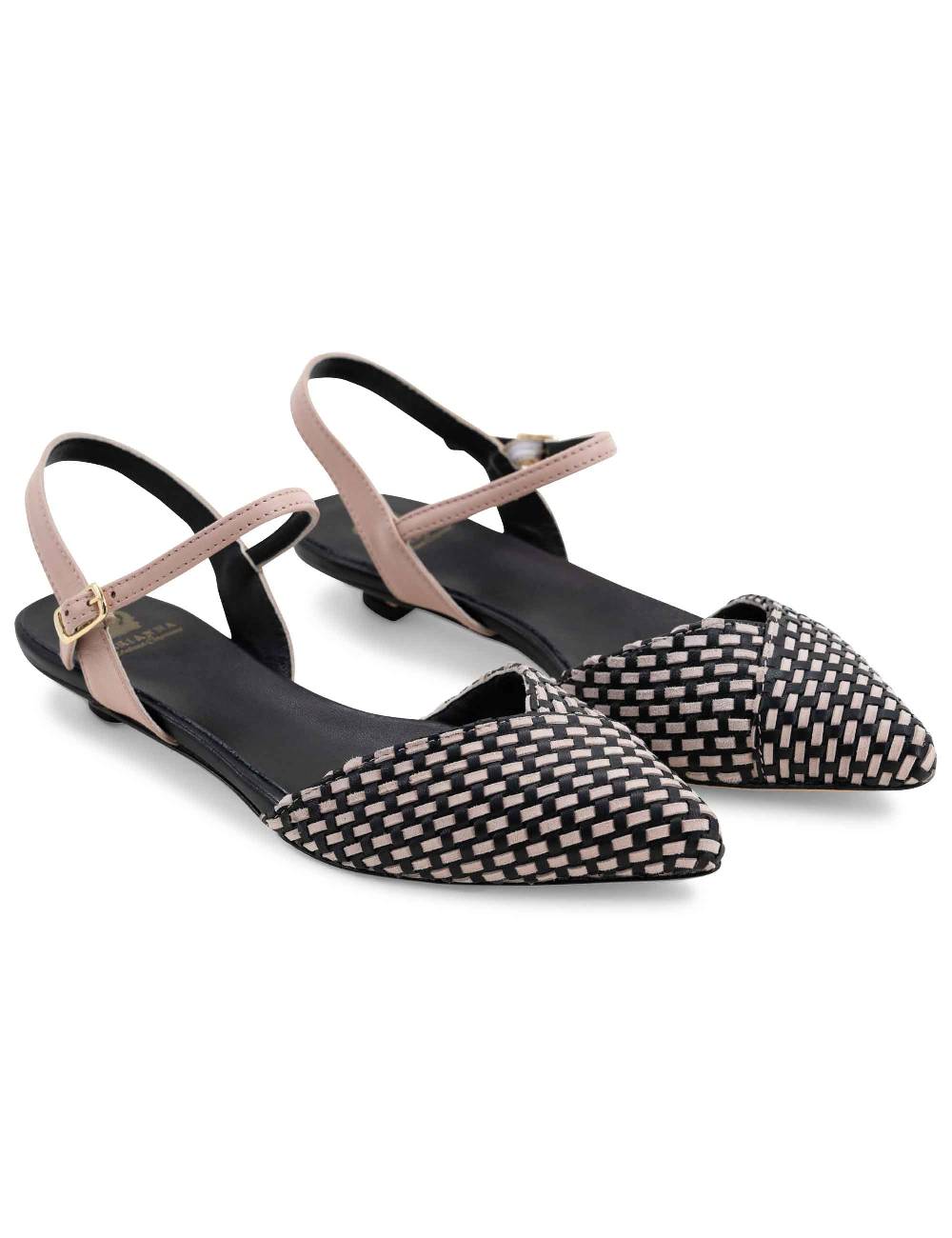 L'ARIANNA Ballerine BL1488/rt da donna in camoscio nero e couture con cinturino alla caviglia Promozione Limitata