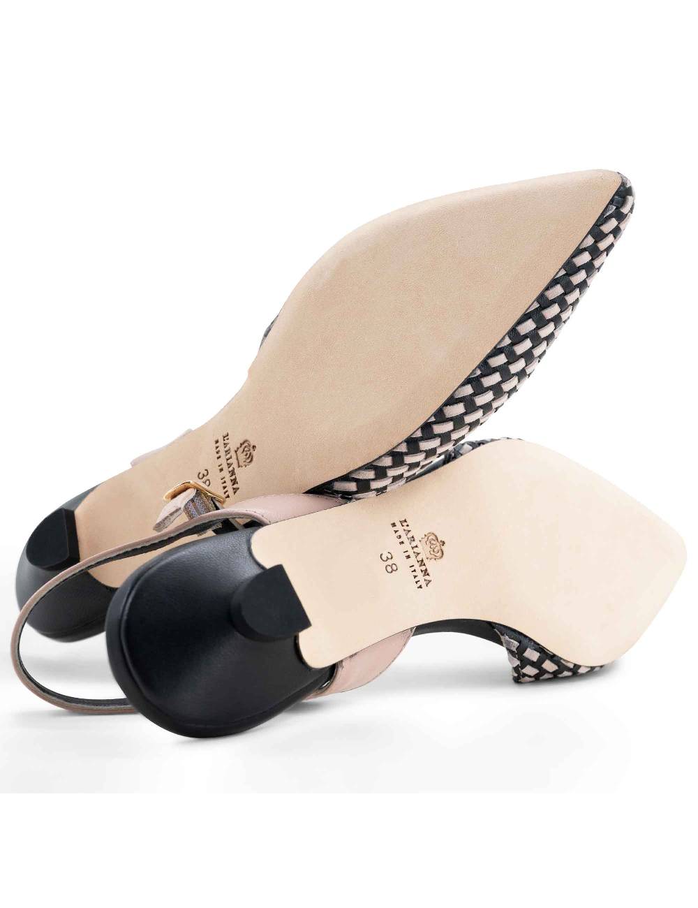 L'ARIANNA Ballerine BL1488/rt da donna in camoscio nero e couture con cinturino alla caviglia Promozione Limitata