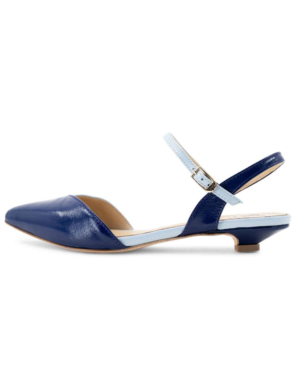 L'ARIANNA Ballerine BL1413/rt da donna in pelle blu punta chiusa con cinturino alla caviglia L'Arianna Fino Al -60%