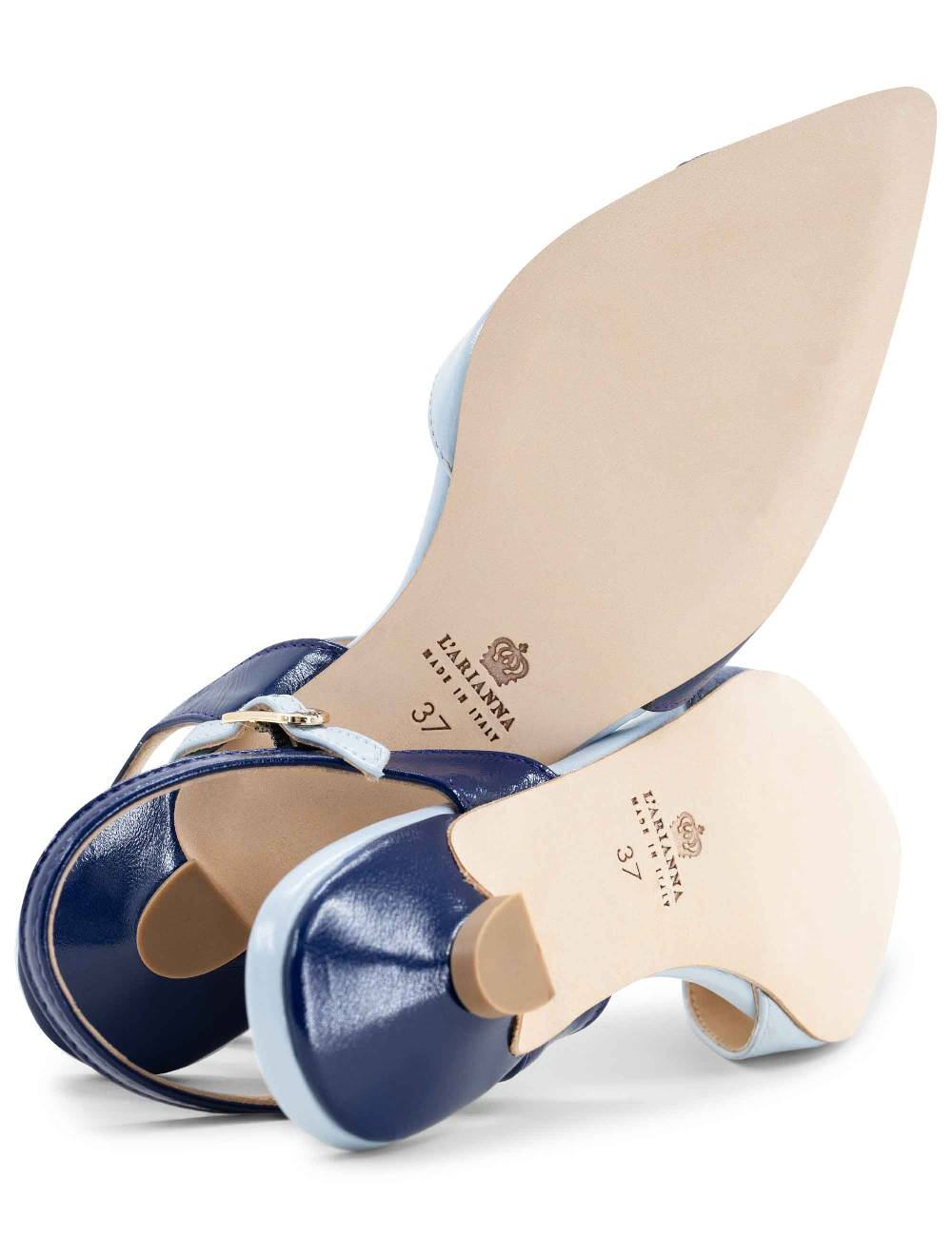 L'ARIANNA Ballerine BL1413/rt da donna in pelle blu punta chiusa con cinturino alla caviglia L'Arianna Fino Al -60%