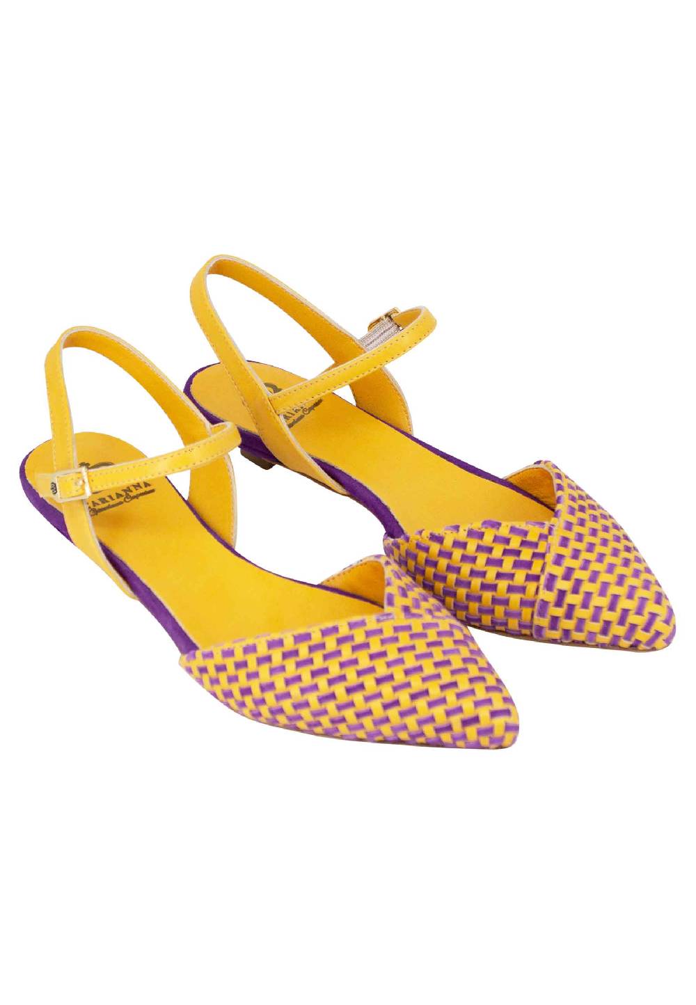 L'ARIANNA Ballerine BL1488/rt da donna in camoscio giallo e mattone con cinturino alla caviglia l'arianna Prezzo Ridotto