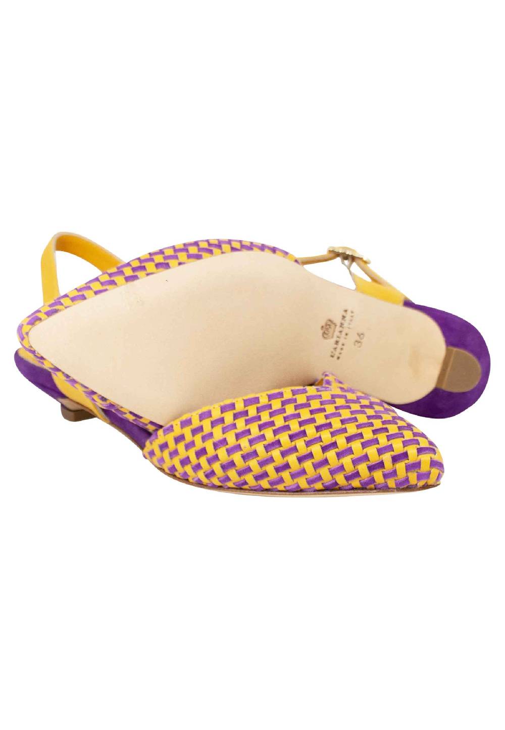 L'ARIANNA Ballerine BL1488/rt da donna in camoscio giallo e mattone con cinturino alla caviglia l'arianna Prezzo Ridotto