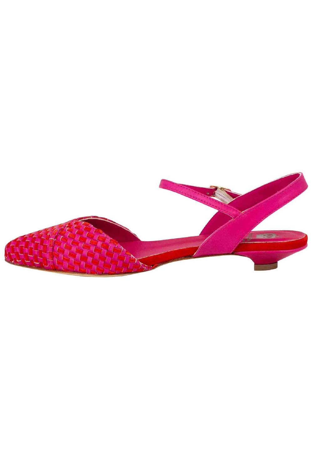 L'ARIANNA Ballerine BL1488/rt da donna in camoscio fucsia e rosso con cinturino alla caviglia Sottocosto