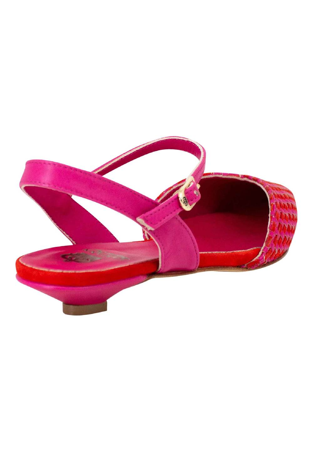 L'ARIANNA Ballerine BL1488/rt da donna in camoscio fucsia e rosso con cinturino alla caviglia Sottocosto