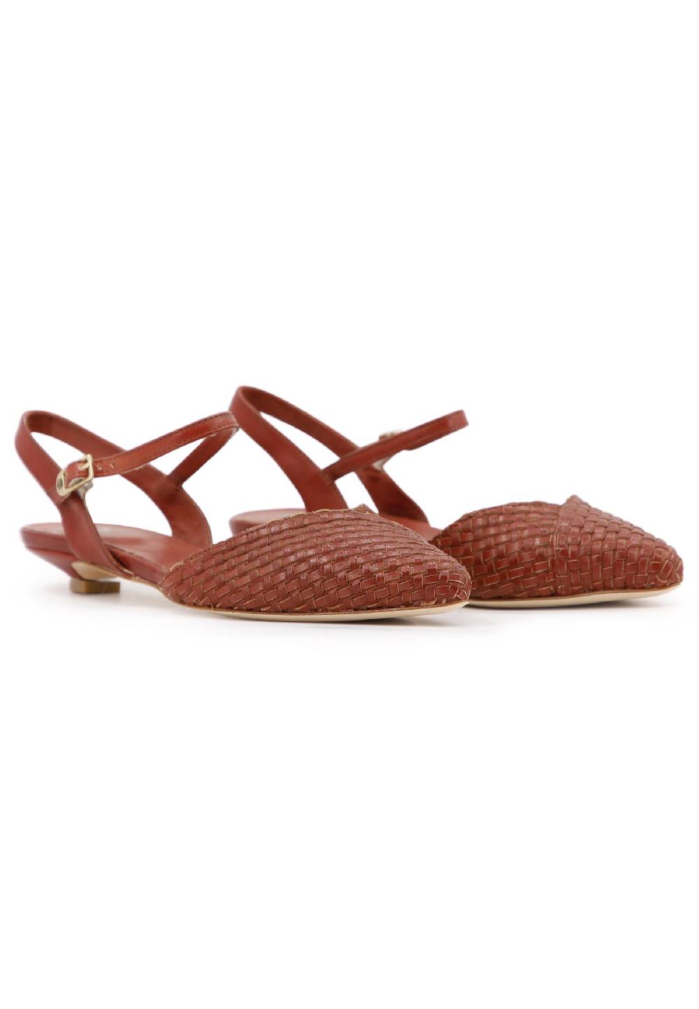 L'ARIANNA Ballerine BL1488/rt da donna in camoscio mattone con cinturino alla caviglia Convenienza