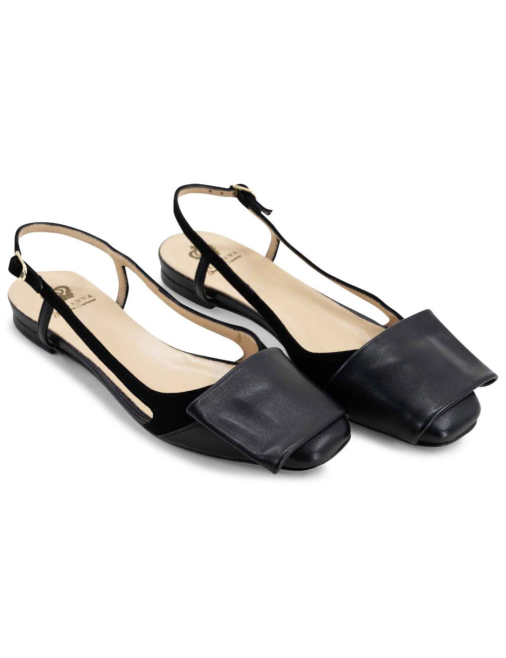 L'ARIANNA BALLERINE CH1626 IN PELLE E CAMOSCIO NERO DA DONNA CON TACCO BASSO E CINTURINO SLINGBACK L'ARIANNA Prezzo di fabbrica