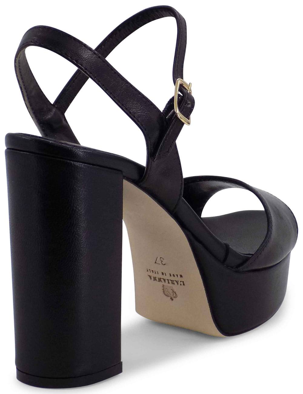 L'ARIANNA Sandali DS1610 donna in pelle nera con tacco alto e plateau rivestiti tono su tono Online