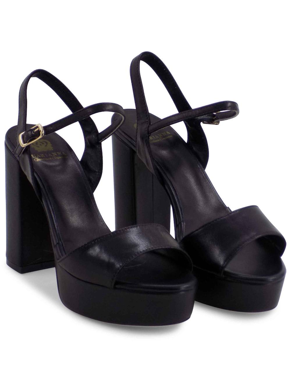 L'ARIANNA Sandali DS1610 donna in pelle nera con tacco alto e plateau rivestiti tono su tono Online