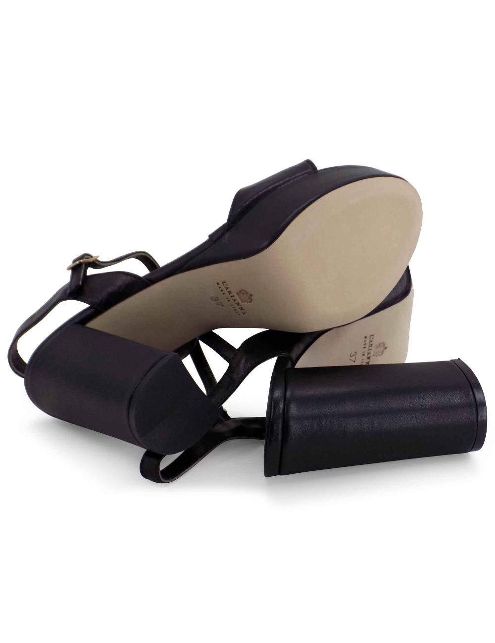 L'ARIANNA Sandali DS1610 donna in pelle nera con tacco alto e plateau rivestiti tono su tono Online