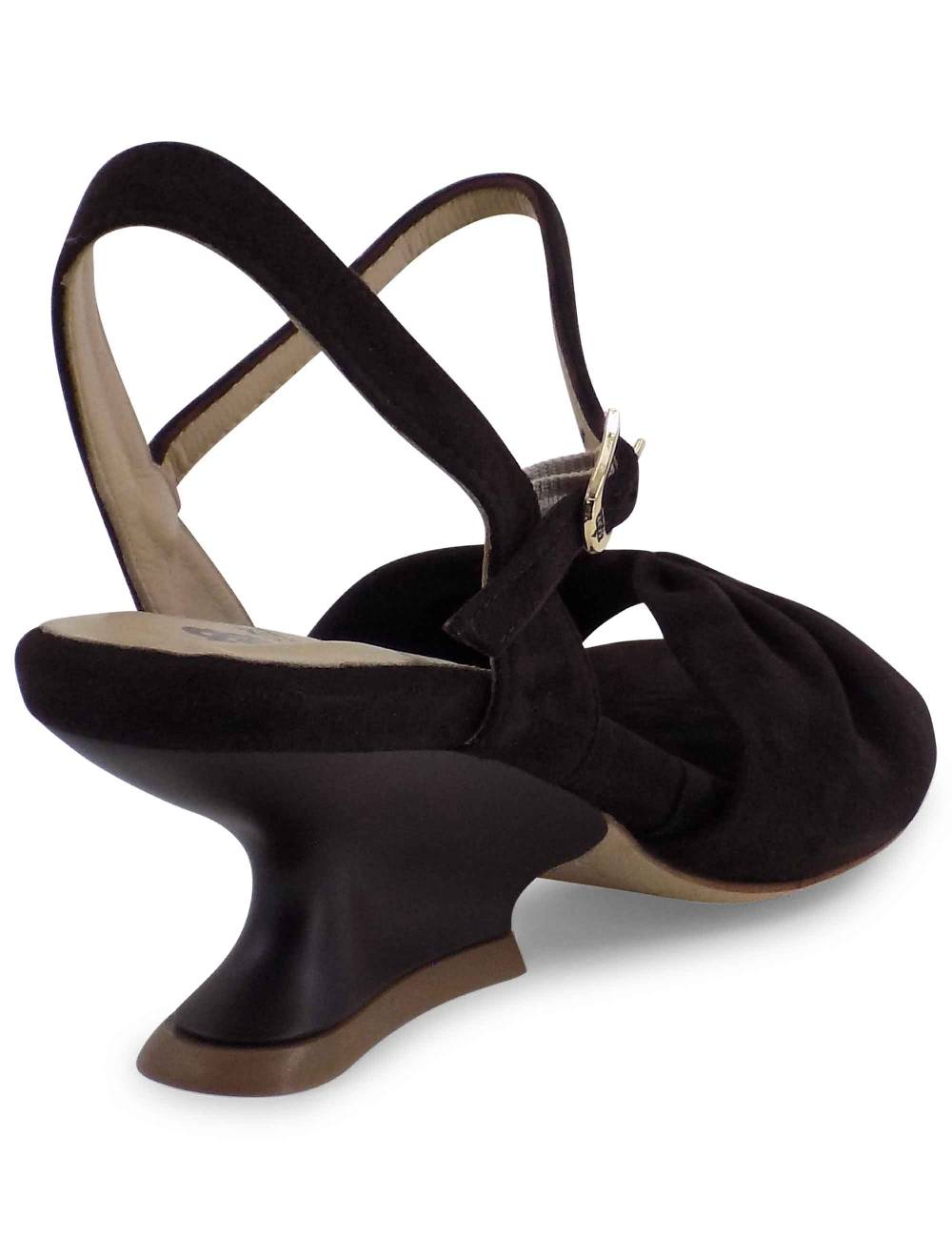 L'ARIANNA Sandali ds1736/z in camoscio testa di moro con tacco a zeppa Outlet