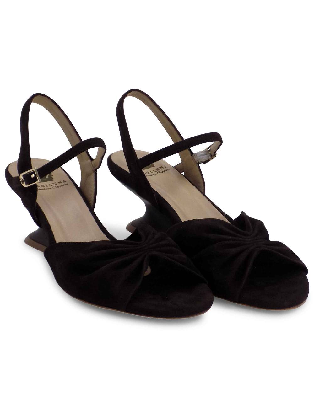 L'ARIANNA Sandali ds1736/z in camoscio testa di moro con tacco a zeppa Outlet