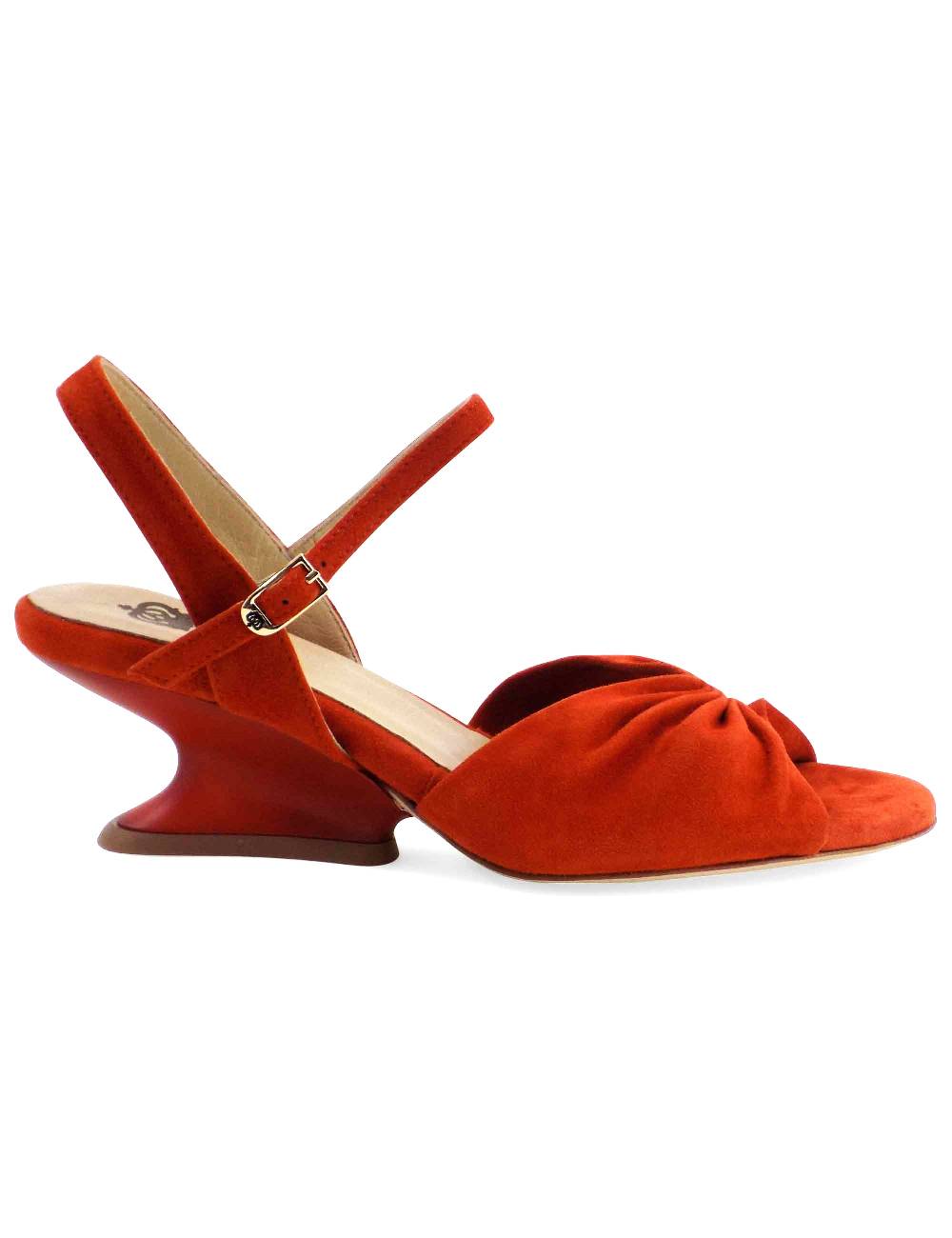 L'ARIANNA Sandali ds1736/z in camoscio arancione con tacco a zeppa