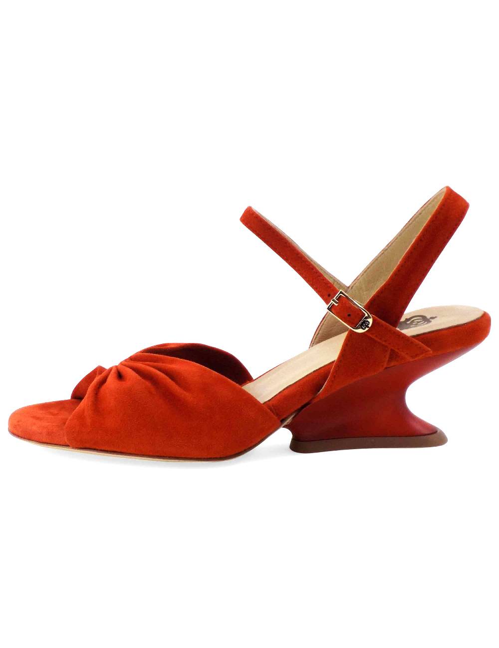 L'ARIANNA Sandali ds1736/z in camoscio arancione con tacco a zeppa In Vendita