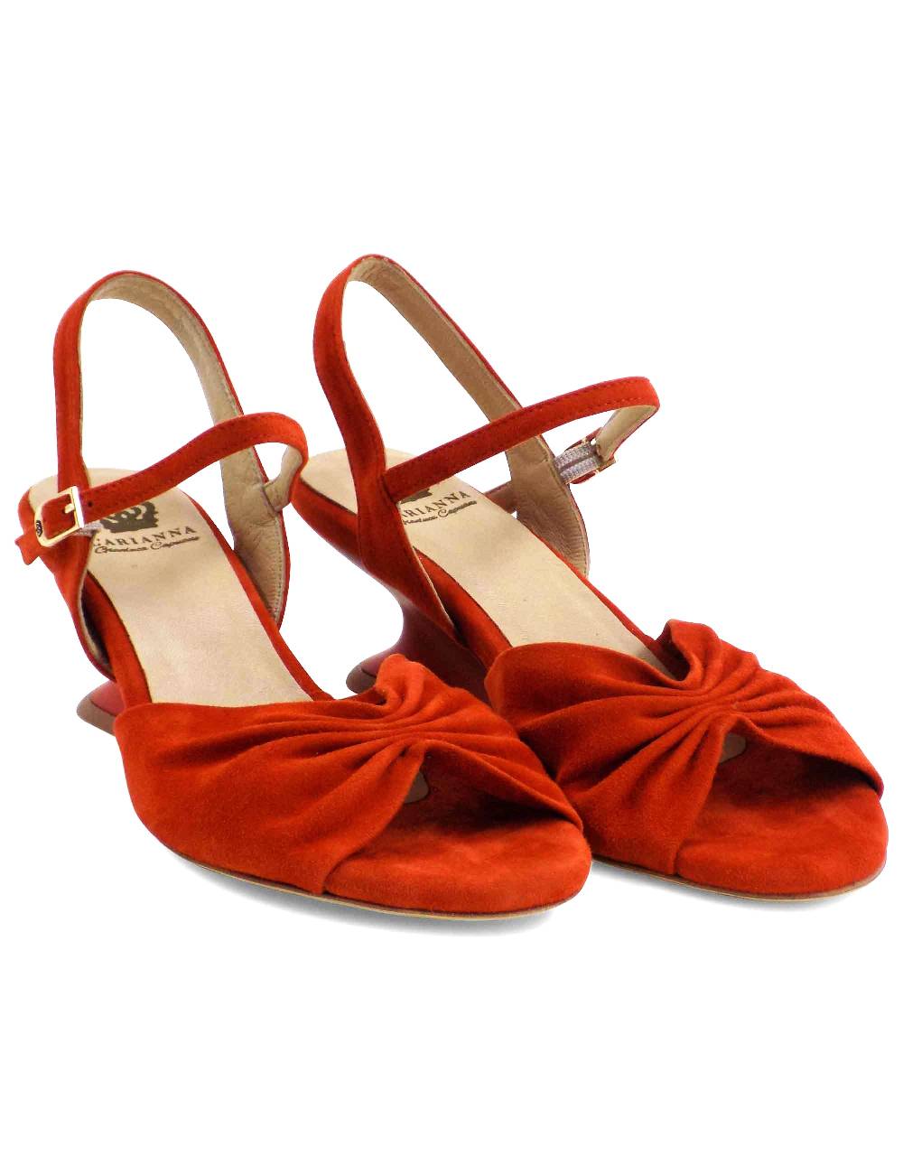 L'ARIANNA Sandali ds1736/z in camoscio arancione con tacco a zeppa In Vendita