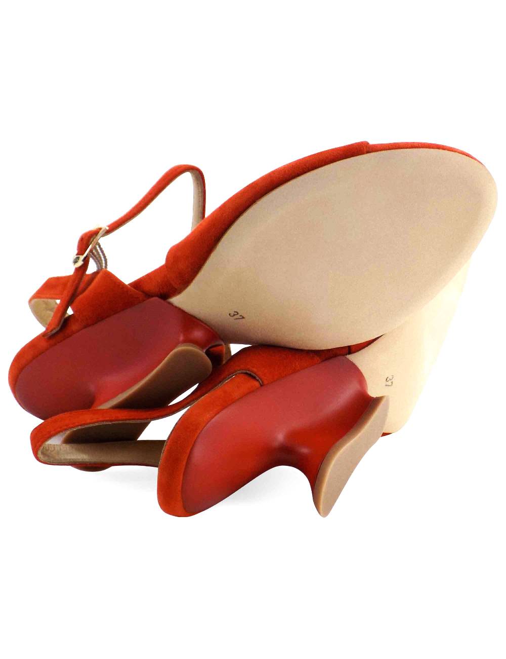 L'ARIANNA Sandali ds1736/z in camoscio arancione con tacco a zeppa In Vendita