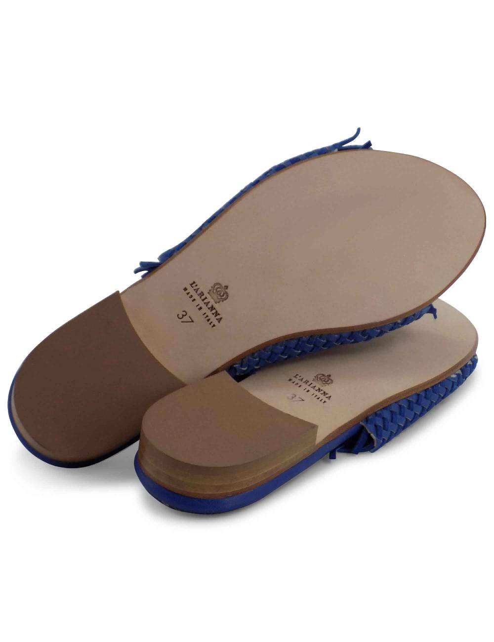 L'ARIANNA Sandali CB1259 bassi donna in pelle intrecciata OCEANO Saldi