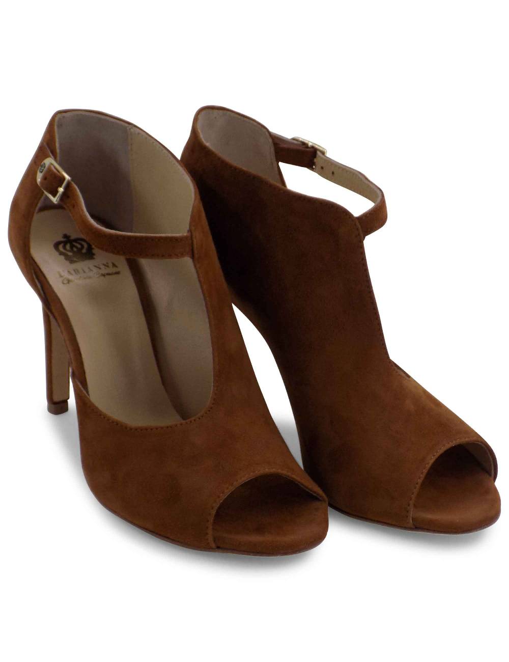 L'ARIANNA sandali open toe sp8000 donna in camoscio color cuoio tacco alto Offerte