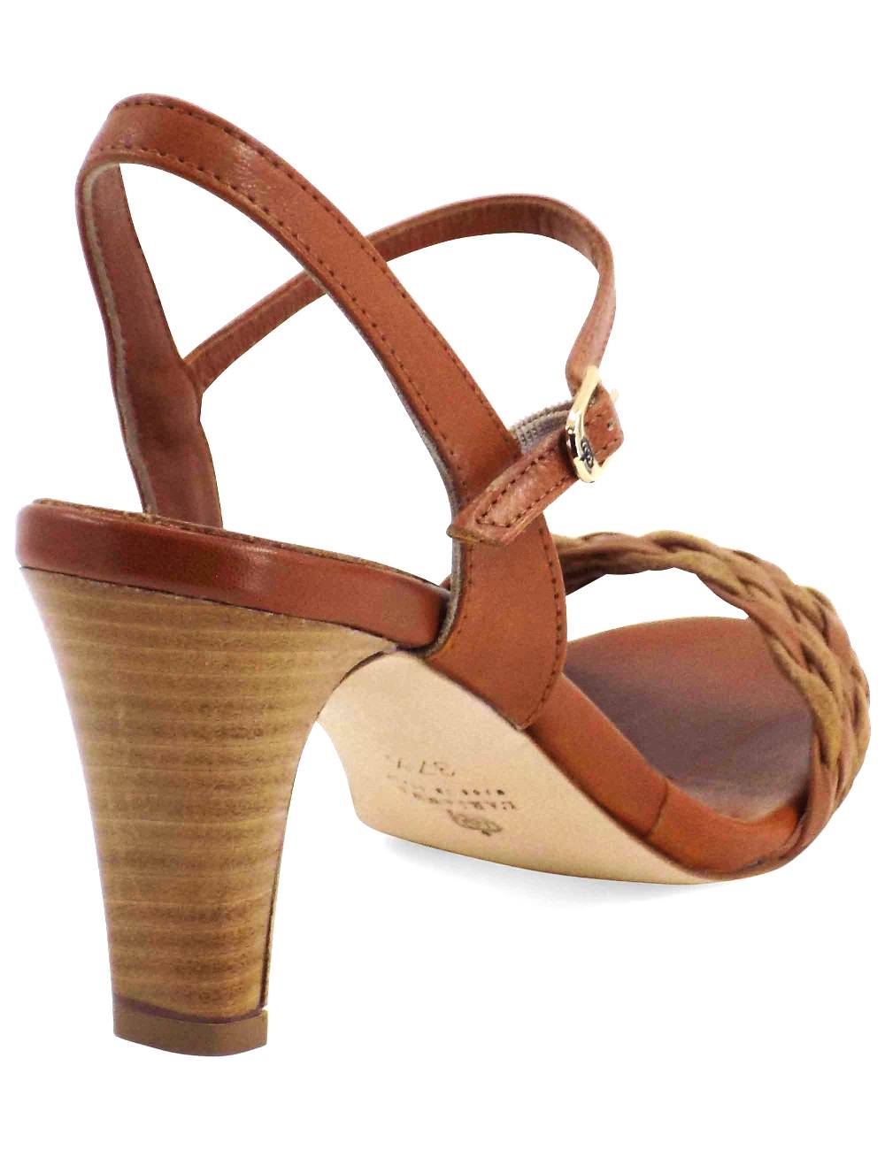 L'ARIANNA Sandali Ds1733/c donna in cuoio con cinturino alla caviglia e fascia intrecciata anteriore in cuoio e camoscio Hotsell