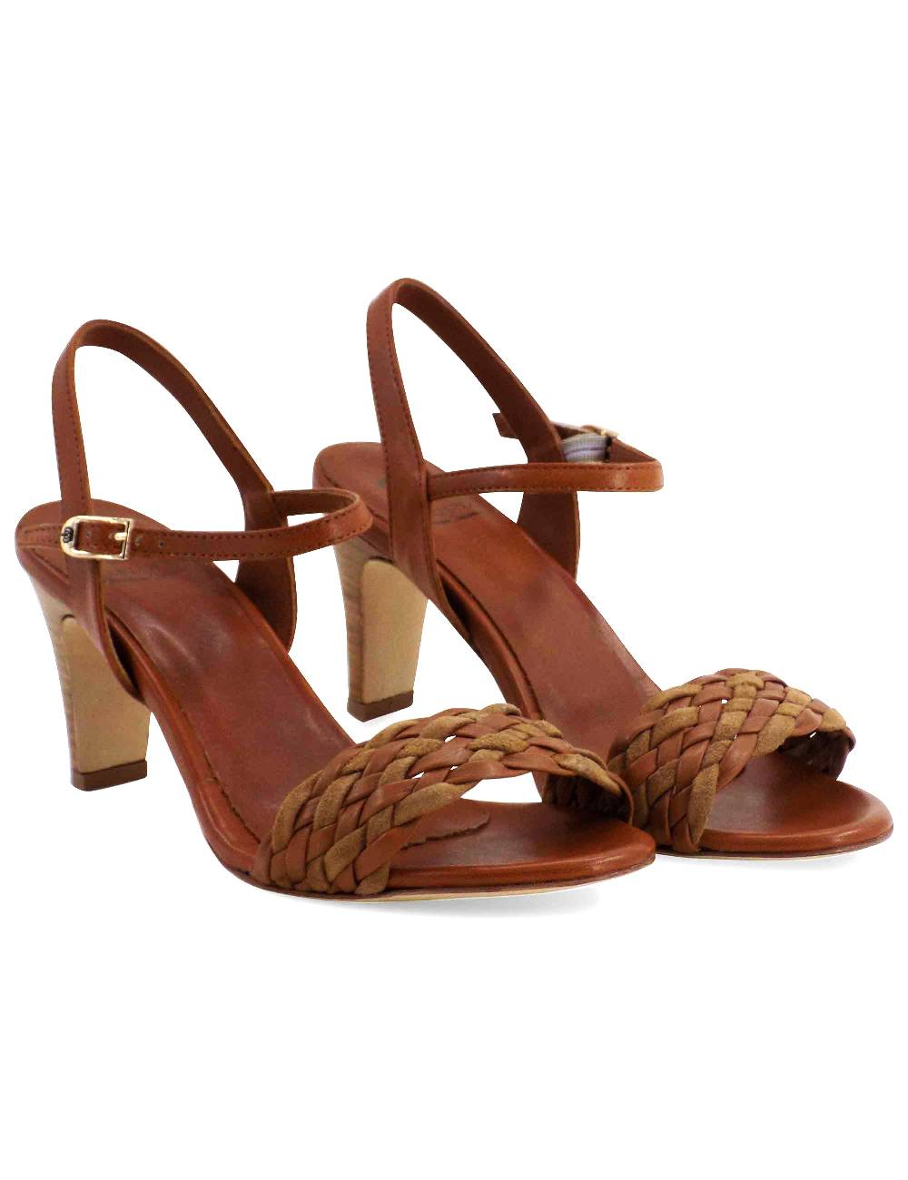 L'ARIANNA Sandali Ds1733/c donna in cuoio con cinturino alla caviglia e fascia intrecciata anteriore in cuoio e camoscio Hotsell