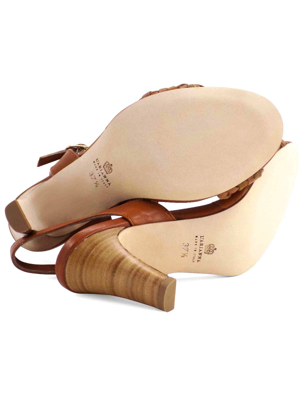 L'ARIANNA Sandali Ds1733/c donna in cuoio con cinturino alla caviglia e fascia intrecciata anteriore in cuoio e camoscio Hotsell