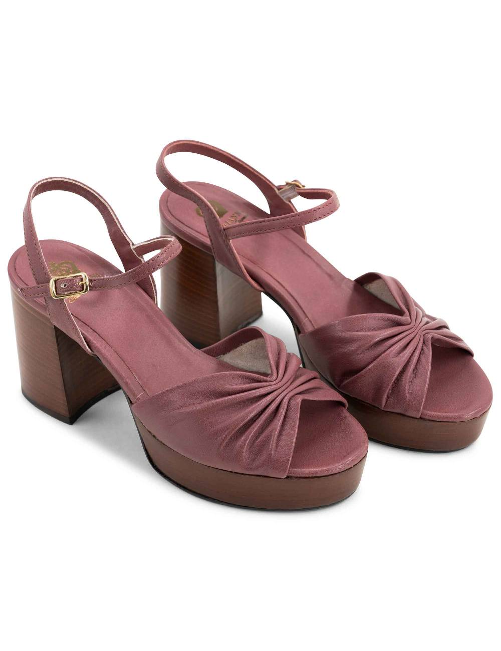 L'ARIANNA Sandali ds1648 da donna in pelle couture con tacco e plateau in cuoio L'Arianna Vendita Calda