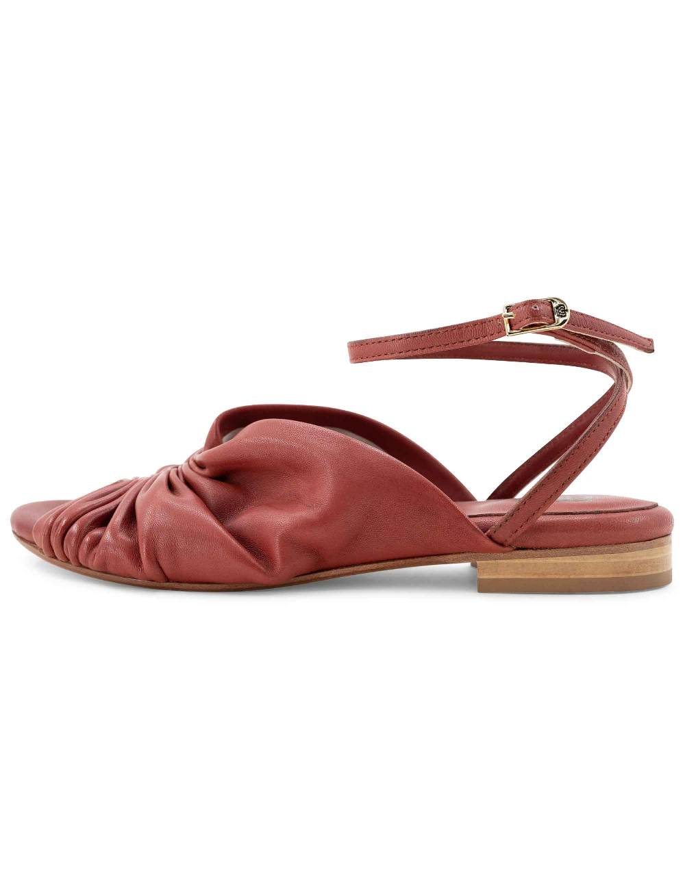 L'ARIANNA sandalo sp1512 da donna in pelle color mattone, plissè e laccio alla caviglia Vendita Economica