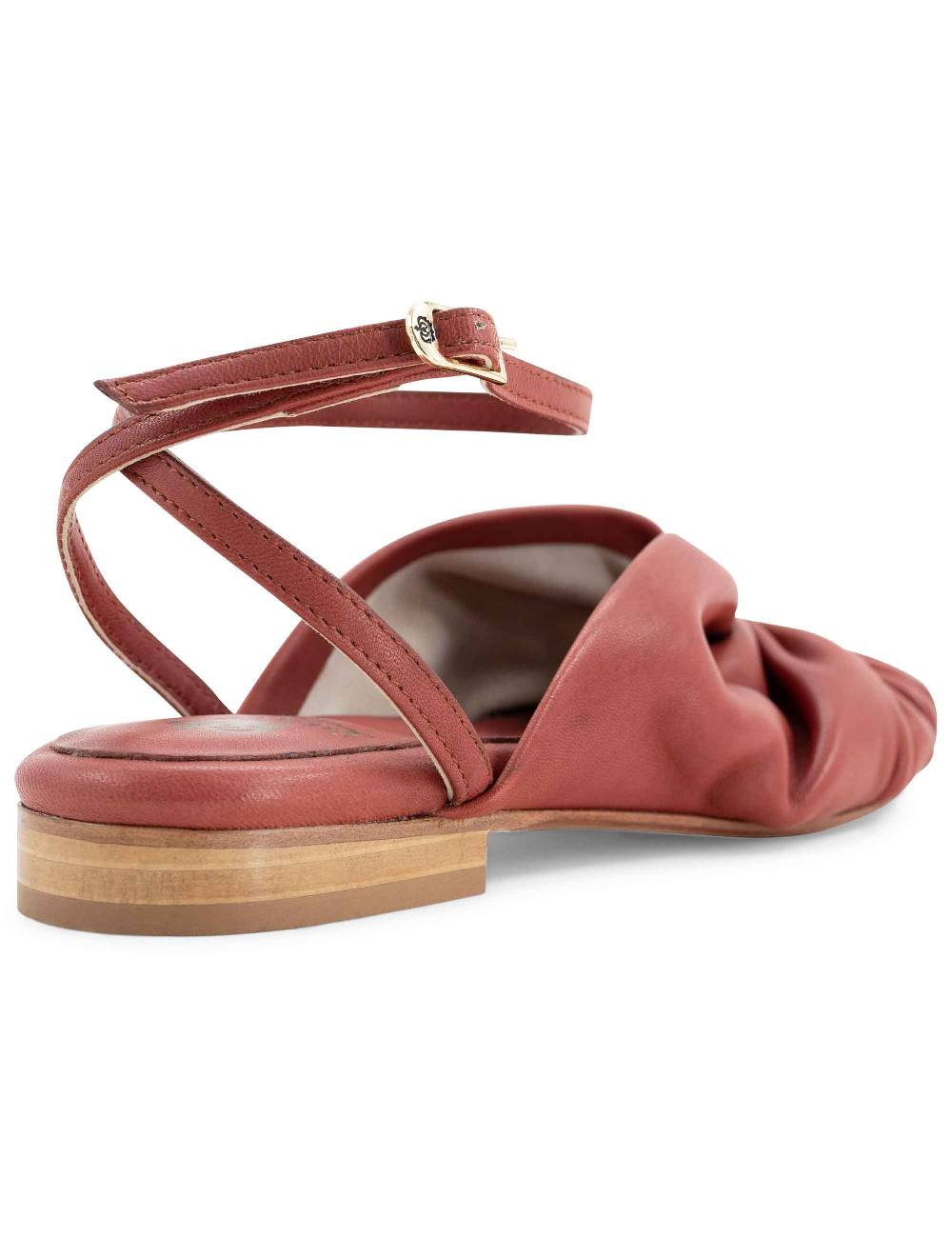 L'ARIANNA sandalo sp1512 da donna in pelle color mattone, plissè e laccio alla caviglia Vendita Economica