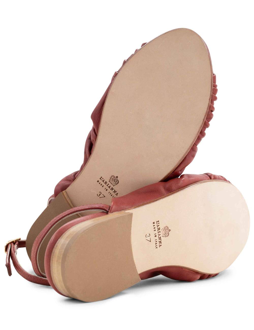 L'ARIANNA sandalo sp1512 da donna in pelle color mattone, plissè e laccio alla caviglia Vendita Economica