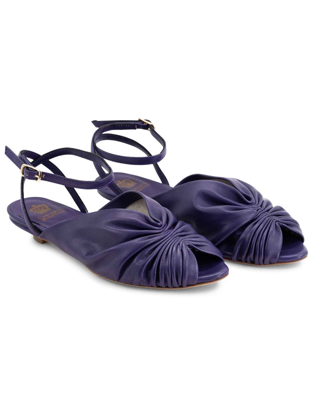 L'ARIANNA sandalo sp1596 da donna in pelle color viola plissè e cintuirno alla caviglia Offerta Pasqua