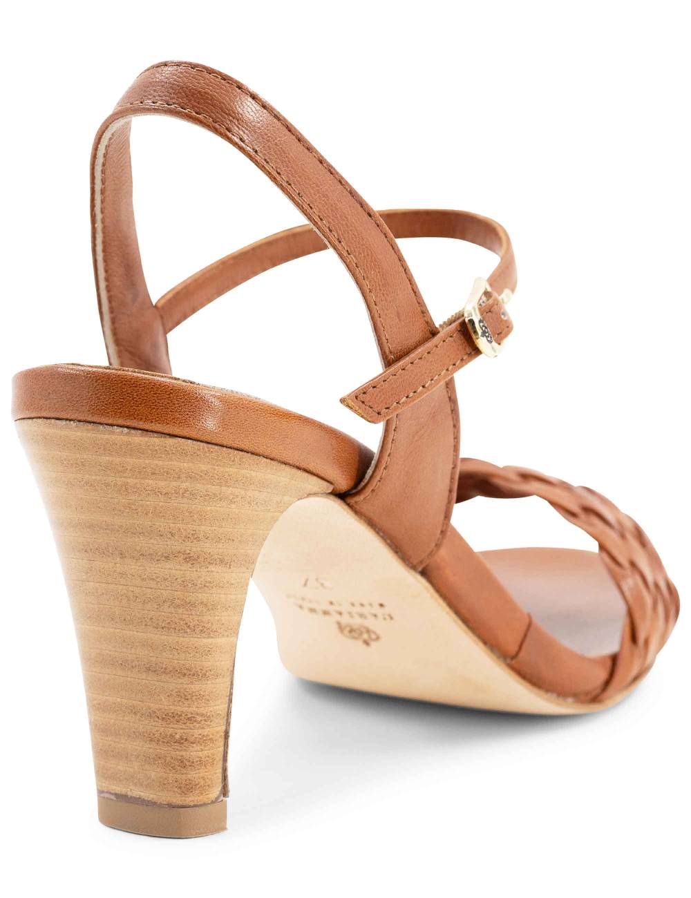 L'ARIANNA Sandali Ds1733/c donna in cuoio con cinturino alla caviglia e fascia intrecciata anteriore Negozio
